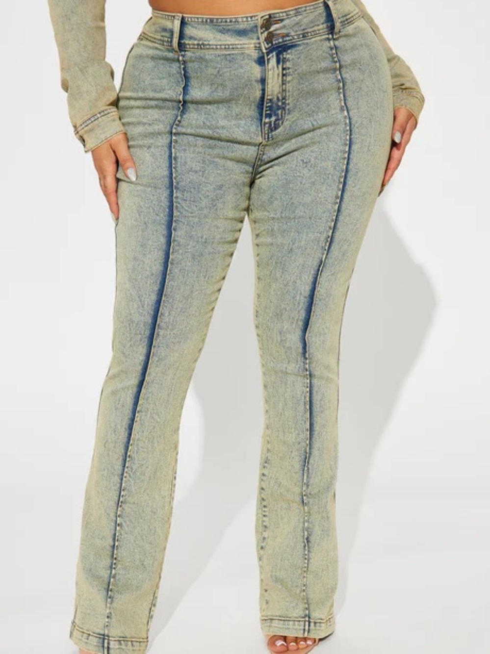 Fashion Nova Light Green Acid Wash Jeans